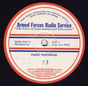 Piano Playhouse AFRS Transcription Disc Program No. 73 Part 1