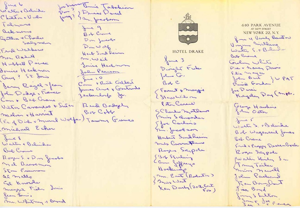 Cy's Drake Room Daily Patron Lists Week Of June 3 Through 10