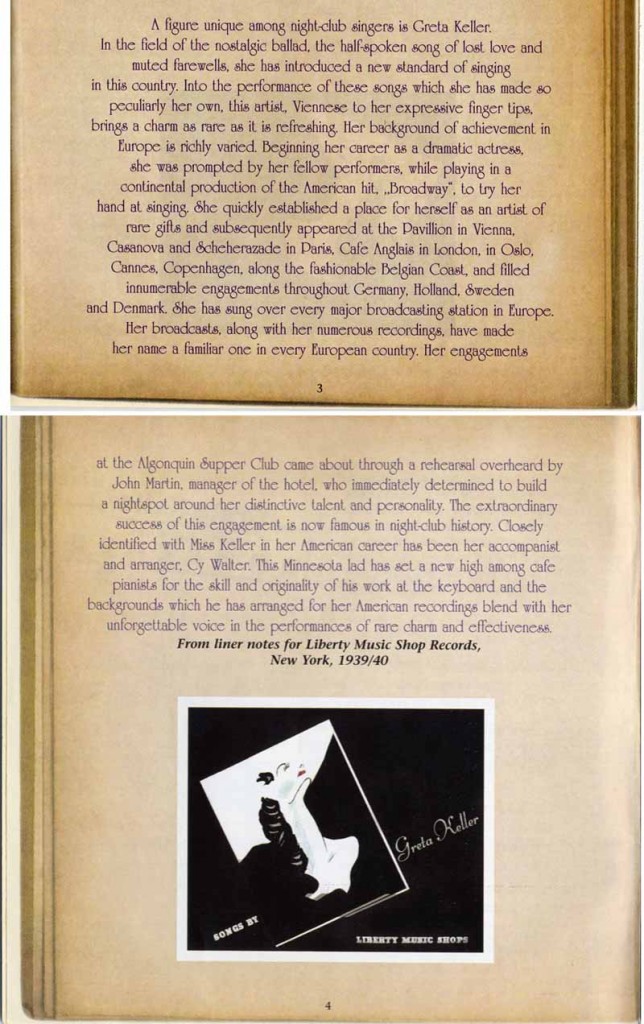 Greta Keller Bear Family Records CD Liner Notes Pages 3 And 4