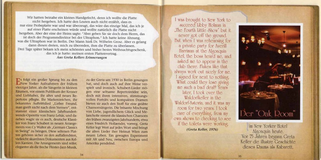 Greta Keller Bear Family Records CD Liner Notes Pages 34 And 35