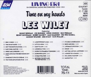 Lee Wiley Time On My Hands CD Back Cover