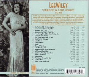 Lee Wiley Songbooks And Quiet Sensuality 1933-1951 CD Back Cover