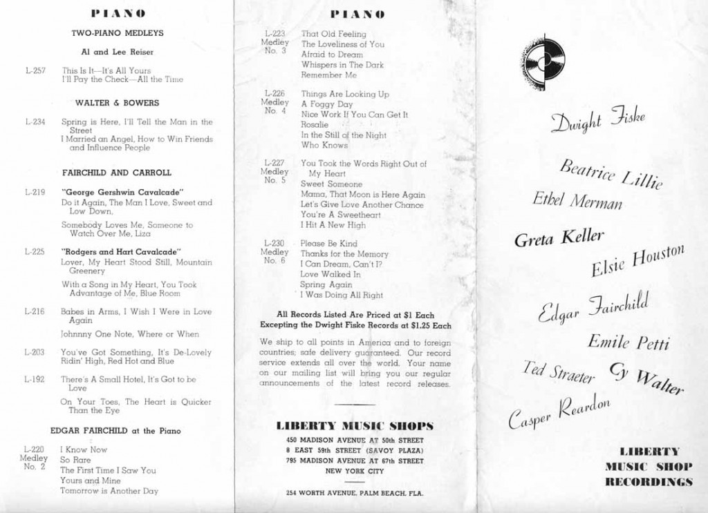 Liberty Music Shop Flyer Offering Label's Recordings September 1939 Page 2
