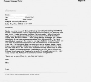 Mike Biggs' Email To Mark Walter On Cy's Music 07.27.2006