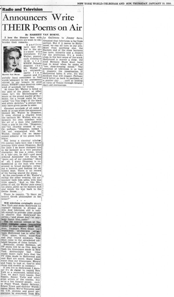 New York World Telegram And Sun 01.15.1950