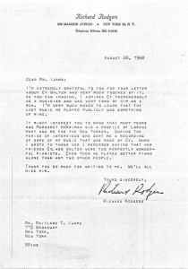 Richard Rodgers To Maitland T. Ijams 08.28.1968