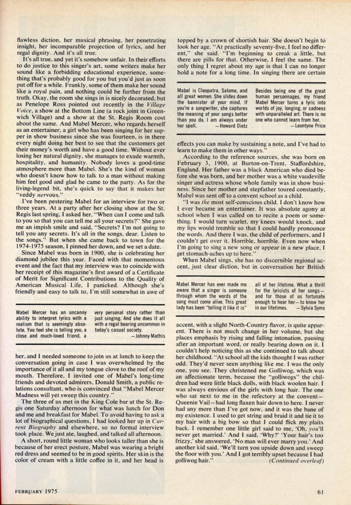 Stereo Review Magazine February 1975 Mabel Mercer And The Art of Cabaret Article Page 2