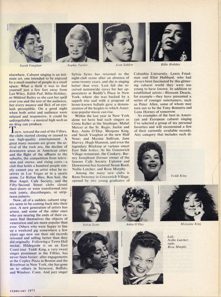 Stereo Review Magazine February 1975 Mabel Mercer And The Art of Cabaret Article Page 8