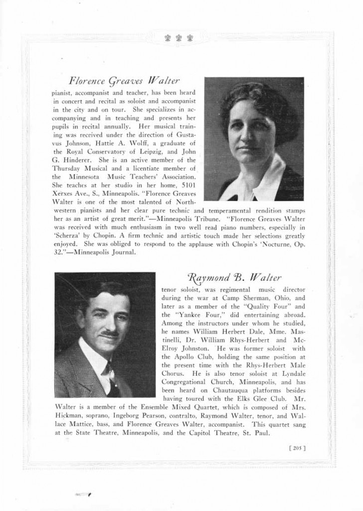 Who's Who Florence Greaves Walter And Raymond B. Walter 1925 Page 205